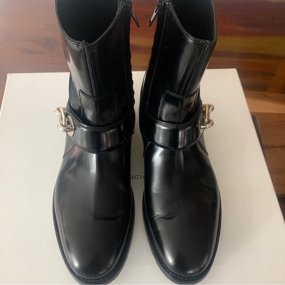 Balenciaga Shorter Black Veau Grossi Masculine Biker Boots Black Leather SZ 37.5 - Picture 11 of 14